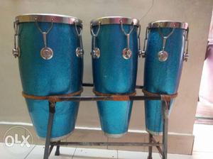 Three Blue Drum Instruments