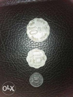 Three Silver-colored 10 Coins