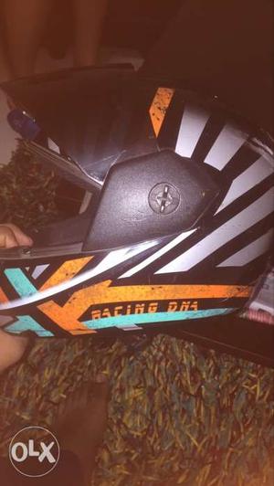 White, Black, And Orange Racing DNA Full-face Helmet