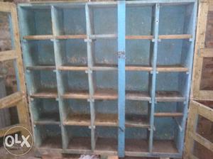 Blue And Gray Wooden Cube Shelf for pigeons