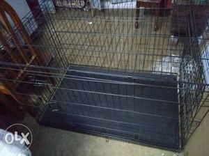 Double door folding metal cage for pets dogs and cat full s