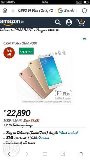 Oppo F1 Plus Rose Gold in Good Condition 64gb Rom