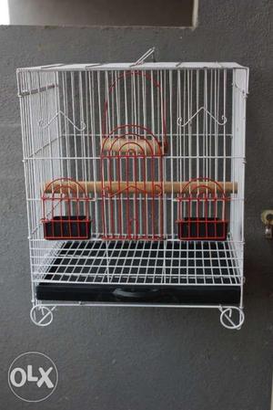 Bird Cage with food and water bowl