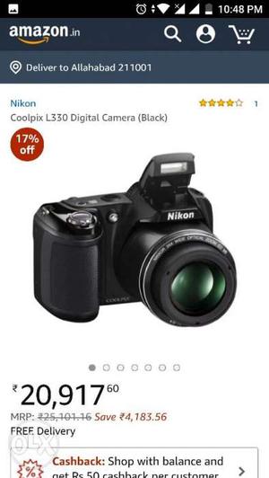 Black Nikon Coolpix L330 Bridge Camera