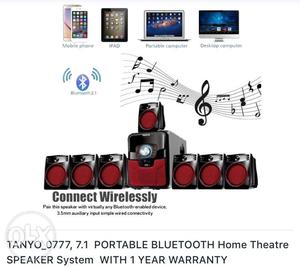 Black-and-red 7.1 Portable Bluetooth Home Theatre Speaker