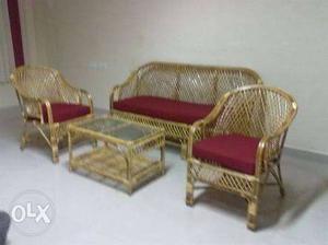 Cane Sofa set with centre table in good condition