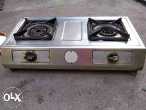 Gray And Black 2-burner stainless Gas Stove