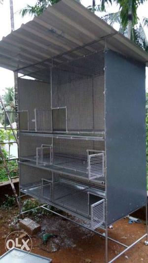 Gray Bird Breeding Cage