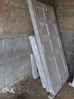 Grey Wooden Door With Six Panels