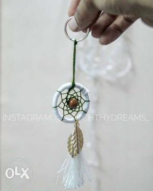 Handmade Dreamcatcher leaf charm keychain