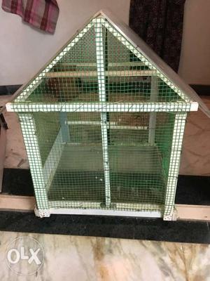 White And Green Plastic Pet Cage