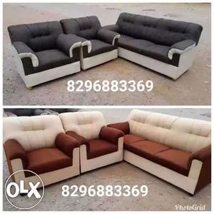 4-piece Brown Fabric Sofa Set