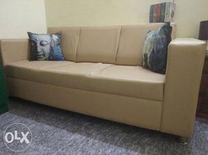 Beige Fabric 2-seat Sofa