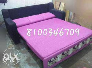 Black And Pink Fabric Sofa Bed