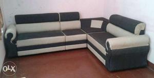 Black And White jute Sofa Set