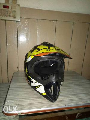 Black And Yellow Motocross Helmet