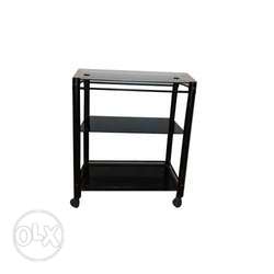 Black wooden tv trolley and steel lenth vertical Table