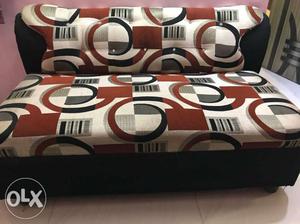 Brown And Beige Fabric Couch