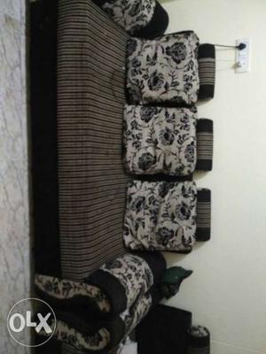 Brown And Black Fabric Sofa