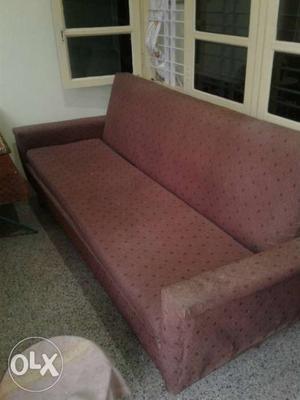 Brown And Red Fabric Sofa