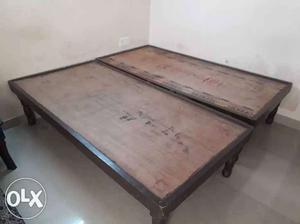 Brown Wooden single Bed 2pc Without Mattress,non storage.