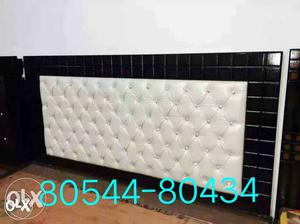 Double bed box White And Black Upholstered Bed Frame