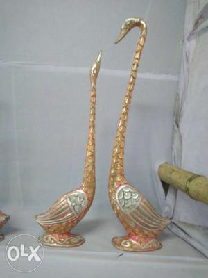 Gold-colored Bird Ceramic Figurines