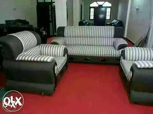 Gray And Black Striped Sofa 2year warranty 8o 99 o 