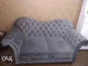 Grey velvet sofa. very comfortable, recently