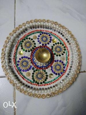Hand Made decorated Aarti Dish free delivery