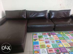 Leather sofa with lounger