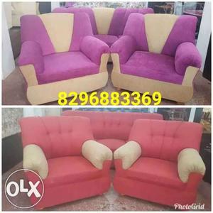 Pink And White Fabric Sofa Set