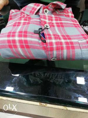 Pink And White Plaid Textile
