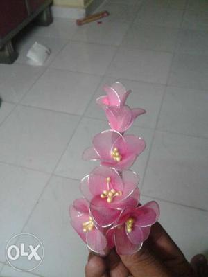 Pink Mesh Flower Decor