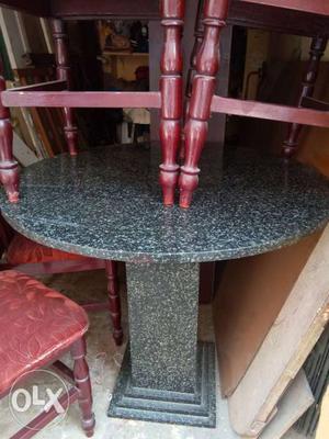 Round Gray Wooden Pedestal Table