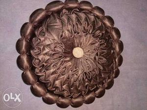Scalloped Round Brown Pillow