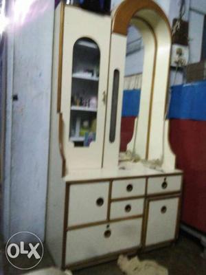 White Wooden Cabinet With Mirror