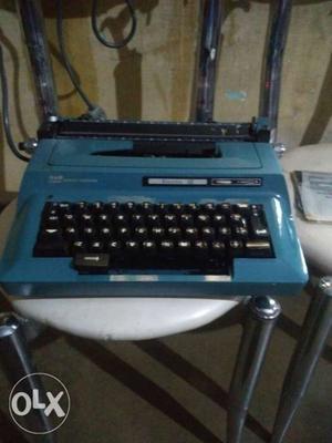 Blue And Black Typewriter