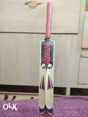 Brown And Red Nike Wooden Cricket Bat