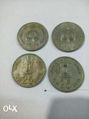 Four Round nickel & steel Coins