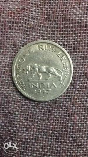 George VI King Emperor One Rupee Coin India 