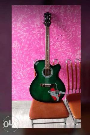 Green And Black Single-cut Acoustic Guitar