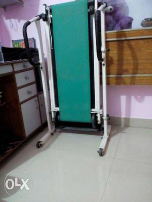 Green And White Folding Treadmill