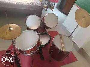 Red-and-white Drum Kit