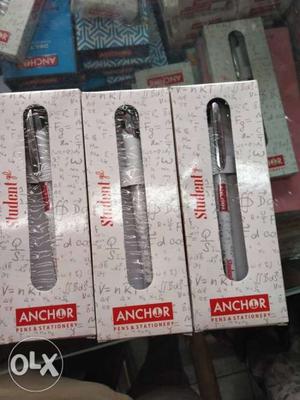 Three White Anchor Pen Boxes