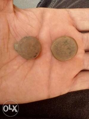 Two Vintage Round Brown Coins