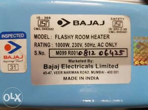 Bajaj Room Heater in excellent condition for sale