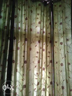 Brown And Beige Floral Curtain