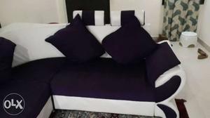 L shaped Leather+fabric sofa for sale