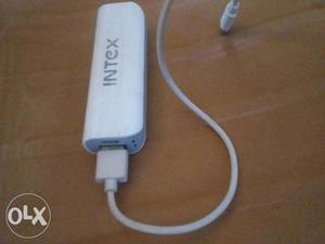 White Intex Power Bank With Charging Cable